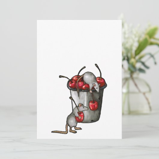 Two MICE Stealing Cherries, Bucket of Cherries Art 招待状 (スタンド正面)