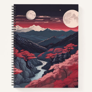 Two Moons Over The Mountains Spiral Bullet Journal ノートブック
