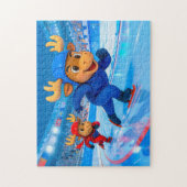 Two Moose Speed Skating on an Icy Track ジグソーパズル (縦)