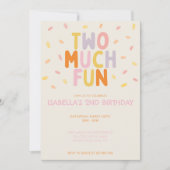 Two Much Fun 2歳の誕生日おめでとうカラフルコンフェティガール 招待状 (正面)