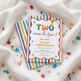 Two Much Fun 2歳の誕生日パーティーの招待状 招待状