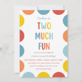 Two Much Fun 2歳の誕生日パーティー招待状 招待状 (正面)