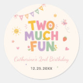 Two Much Fun 2歳の誕生日パーティー ラウンドシール (正面)