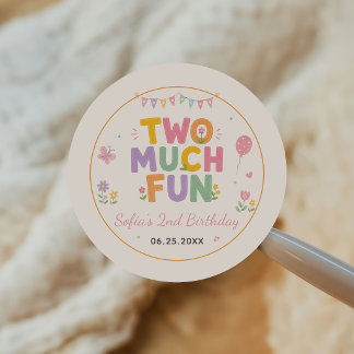 Two Much Fun 2歳の誕生日パーティー ラウンドシール