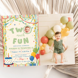 Two Much Fun 2歳の誕生日フォト 招待状