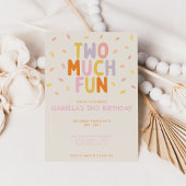 Two Much Fun 2nd Birthday Girl Colorful Confetti 招待状