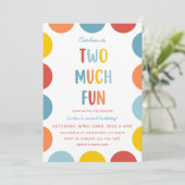 Two Much Fun 2nd Birthday Party Invitation 招待状 (スタンド正面)