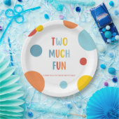 Two Much Fun Colorful 2nd Birthday Party Plates ペーパープレート (パーティー)