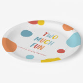 Two Much Fun Colorful 2nd Birthday Party Plates ペーパープレート (アングル)