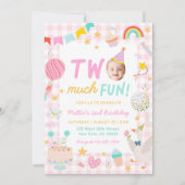 Two much Fun Colorful Photo Girl 2nd Birthday 招待状 (正面)