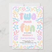 Two Much Fun Confetti Balloon 2nd Birthday  招待状 (正面)