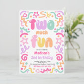 Two Much Fun Confetti Balloon 2nd Birthday 招待状 (スタンド正面)