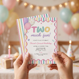 Two Much Fun Girl 2歳の誕生日招待状 招待状