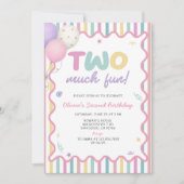 Two Much Fun Girl 2歳の誕生日招待状 招待状 (正面)