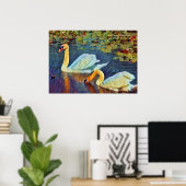 Two mute swans in the water lily pond [Poster] ポスター (ホームオフィス)