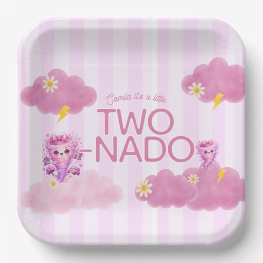 Two-Nado 誕生日、2歳の誕生日パーティー、竜巻 ペーパープレート (正面)