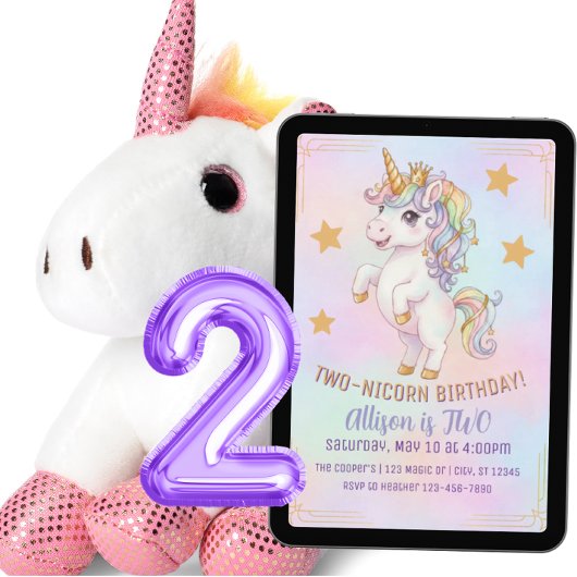 TWO-nicorn 2歳の誕生日 招待状