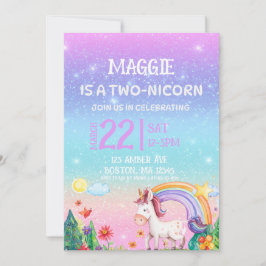 TWO-NICORN 2nd birthday invitation  招待状