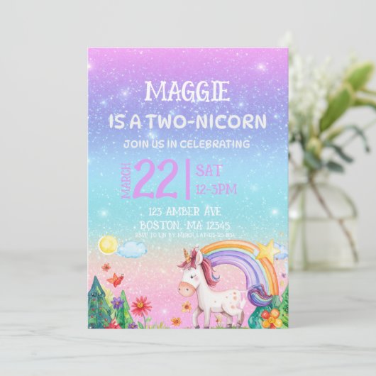 TWO-NICORN 2nd birthday invitation 招待状 (スタンド正面)