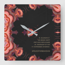 "Two orange heart in black on the earth"& Silenzio スクエア壁時計