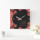 "Two orange heart in black on the earth"& Silenzio スクエア壁時計 (ホーム)