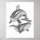 Two Orcas Adult Coloring Poster ポスター (正面)