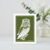 Two Owls (1921) by Julie de GraagヴィンテージWoodcut ポストカード (スタンド正面)