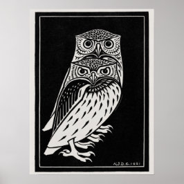 Two Owls by Julie de Graag Art Nouveau ポスター