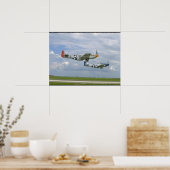 Two P51 Mustangs Flying By._WWII Planes ポスター (キッチン)