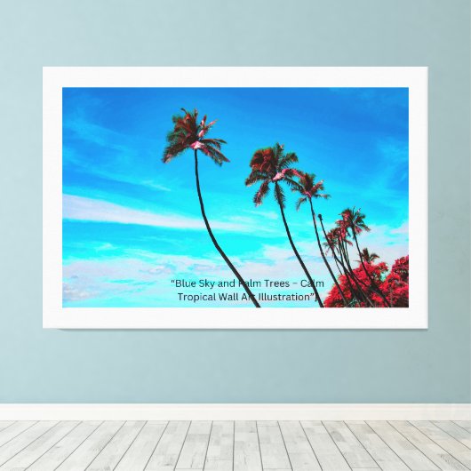 Two Palm Trees Wall Art | Tropical Minimalist キャンバスプリント (インサイチュ (ウッドフロア))