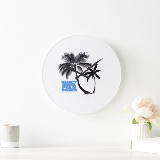 Two Palm Trees Wall Art | Tropical Minimalist ラージ壁時計 (ホーム)