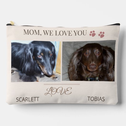 Two Paws Carry Love to Mom アクセサリーポーチ (正面)