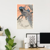 Two Peacocks on Tree Branch Japanese Fine Art ポスター (ホームオフィス)