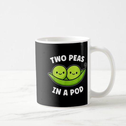Two Peas In A D Cute Kawaii Funny コーヒーマグカップ (右)