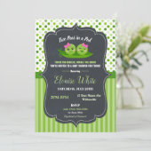 Two Peas in a Pod Baby Shower Twins Baby Girls 招待状 (スタンド正面)