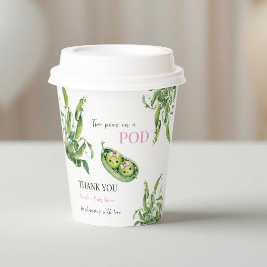 Two Peas in A Pod Girl Pink Twins Baby Shower 紙コップ