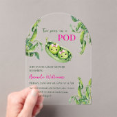 Two Peas in A Pod Pink Girl Twins Baby Shower Arch アクリル招待状 (インサイチュ (ポータブル))