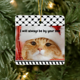 Two Photo Custom Text Keffiyeh Free Palestine セラミックオーナメント