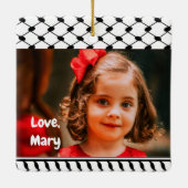 Two Photo Custom Text Keffiyeh Free Palestine セラミックオーナメント (裏面)