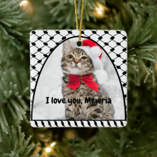 Two Photo Custom Text Keffiyeh Free Palestine セラミックオーナメント