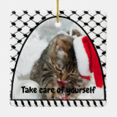 Two Photo Custom Text Keffiyeh Free Palestine セラミックオーナメント (裏面)