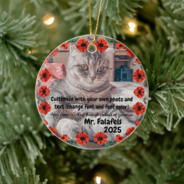 Two Photo Custom Text Red Poppies Free Palestine セラミックオーナメント