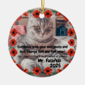 Two Photo Custom Text Red Poppies Free Palestine セラミックオーナメント (正面)