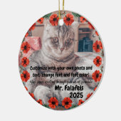 Two Photo Custom Text Red Poppies Free Palestine セラミックオーナメント (左)