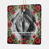 Two Photo Custom Text Red Poppies Free Palestine セラミックオーナメント (左)