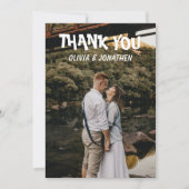 Two Photo Elegant Thank You Card ノートカード (正面)