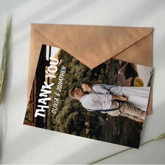 Two Photo Elegant Thank You Card ノートカード