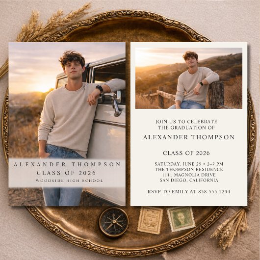 Two Photo Graduation Party 招待状