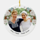 Two Photo Happiness is You FriendバラとPine セラミックオーナメント (裏面)