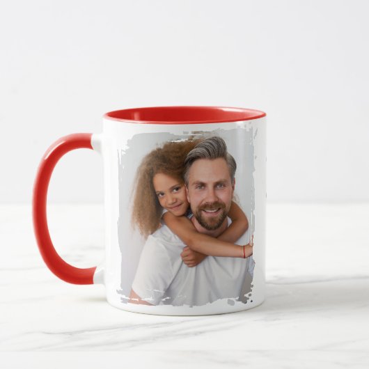 Two Photo Images l Best Dad Ever Cute Red Heart マグカップ (左)